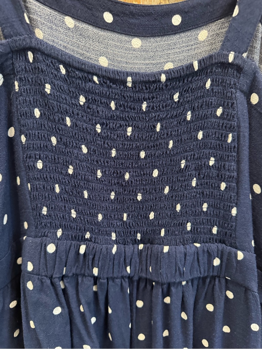 LOFT Navy and White Polka Dot Wide Keg Cropped Jumper Nautical Vacation - Picture 6 of 9